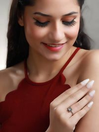 Thumbnail for Priyaasi Women Oxidised Silver Solitaire Ring - Distacart