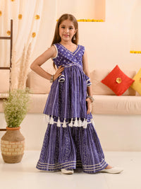 Thumbnail for Girls Ethnic Motifs Printed Regular Pure Cotton Kurti With Sharara - Mini Marvels - Distacart
