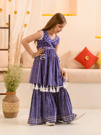 Thumbnail for Girls Ethnic Motifs Printed Regular Pure Cotton Kurti With Sharara - Mini Marvels - Distacart