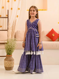 Thumbnail for Girls Ethnic Motifs Printed Regular Pure Cotton Kurti With Sharara - Mini Marvels - Distacart