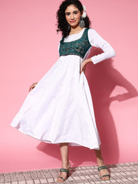 Thumbnail for Lyush Women's White Velvet Embroidered Jacket Anarkali Dress - Distacart