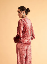 Thumbnail for Lyush Women Pink Velvet Front Embroidered Jacket - Distacart