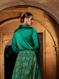 Thumbnail for Lyush Women Green Satin Regular Shirt - Distacart