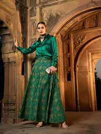 Thumbnail for Lyush Women Green Satin Regular Shirt - Distacart