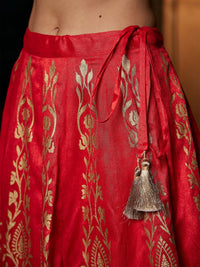 Thumbnail for Lyush Women Orange Foil Print Anarkali Skirt - Distacart