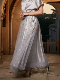 Thumbnail for Lyush Women Grey Tulle Sequin Anarkali Skirt - Distacart