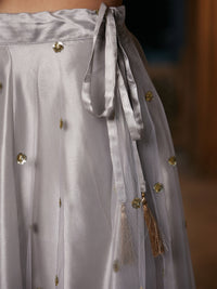 Thumbnail for Lyush Women Grey Tulle Sequin Anarkali Skirt - Distacart