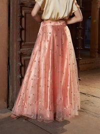Thumbnail for Lyush Women Peach Tulle Sequin Anarkali Skirt - Distacart