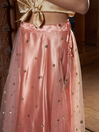 Thumbnail for Lyush Women Peach Tulle Sequin Anarkali Skirt - Distacart
