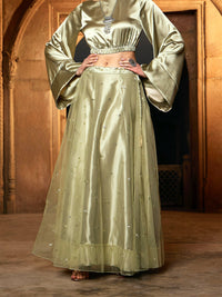 Thumbnail for Lyush Women Olive Tulle Sequin Anarkali Skirt - Distacart