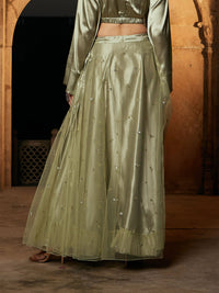 Thumbnail for Lyush Women Olive Tulle Sequin Anarkali Skirt - Distacart