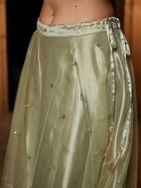 Thumbnail for Lyush Women Olive Tulle Sequin Anarkali Skirt - Distacart