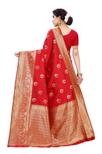 Thumbnail for Vamika Red Weaving Banarasi Jacquard Saree - Distacart
