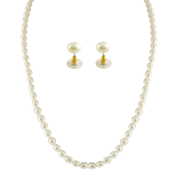 J Pearls 1 Line Oval Pearl Necklace - Real Pearl Jewelry - Distacart