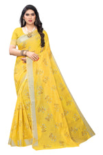 Thumbnail for Vamika Yellow Chanderi Designer Saree