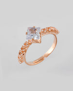 Thumbnail for VOJ white CZ-detail Stainless Steel Cubic Zirconia Gold Plated adjustable finger Ring - Distacart