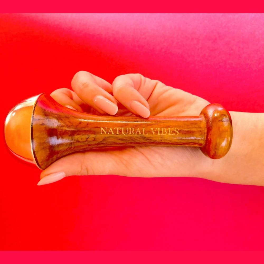 Natural Vibes Kansa Face Massage Wand with Free Gold Beauty Elixir Oil - Distacart