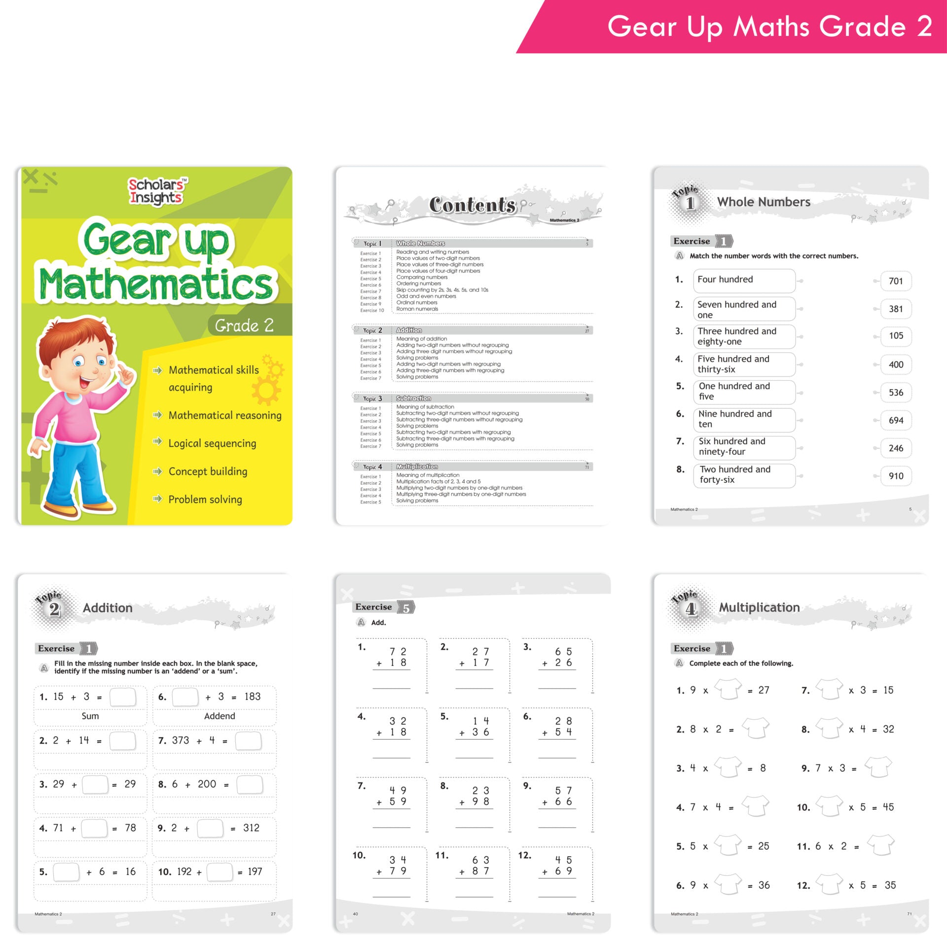 Scholars Insights Gear Up English & Maths Grade 2 Books Set of 2|Grammar Skills, Logical Reasoning, Problem Solving Book for Kids| Ages 7-8 Years - Distacart