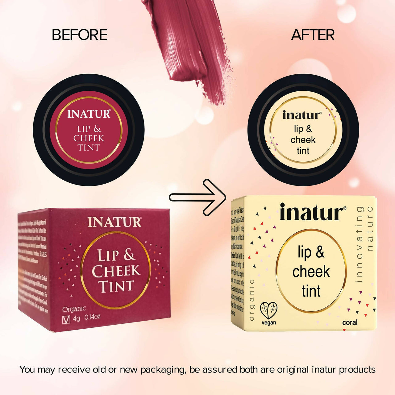 Inatur Lip and Cheek Tint Coral - Distacart