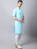 Thumbnail for Even Apparels Black Pure Cotton Kurta With Band Collar - Distacart