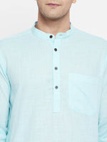 Thumbnail for Even Apparels Pure Cotton Blue Color Men's Kurta With Band Collar - Distacart
