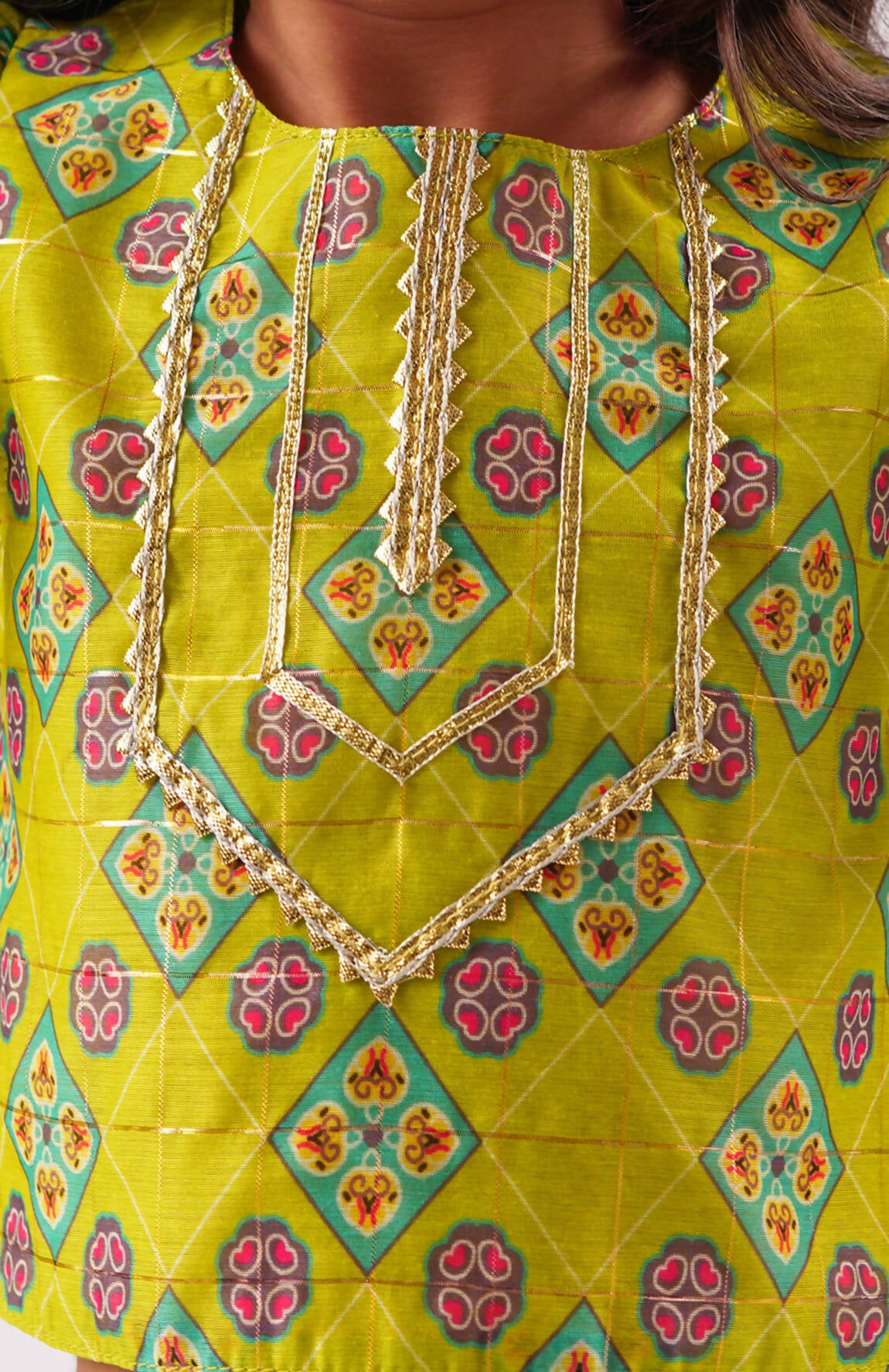 Lil Drama Raangoli Crop Top With Palazzo Co-Ordinate Set - Green - Distacart