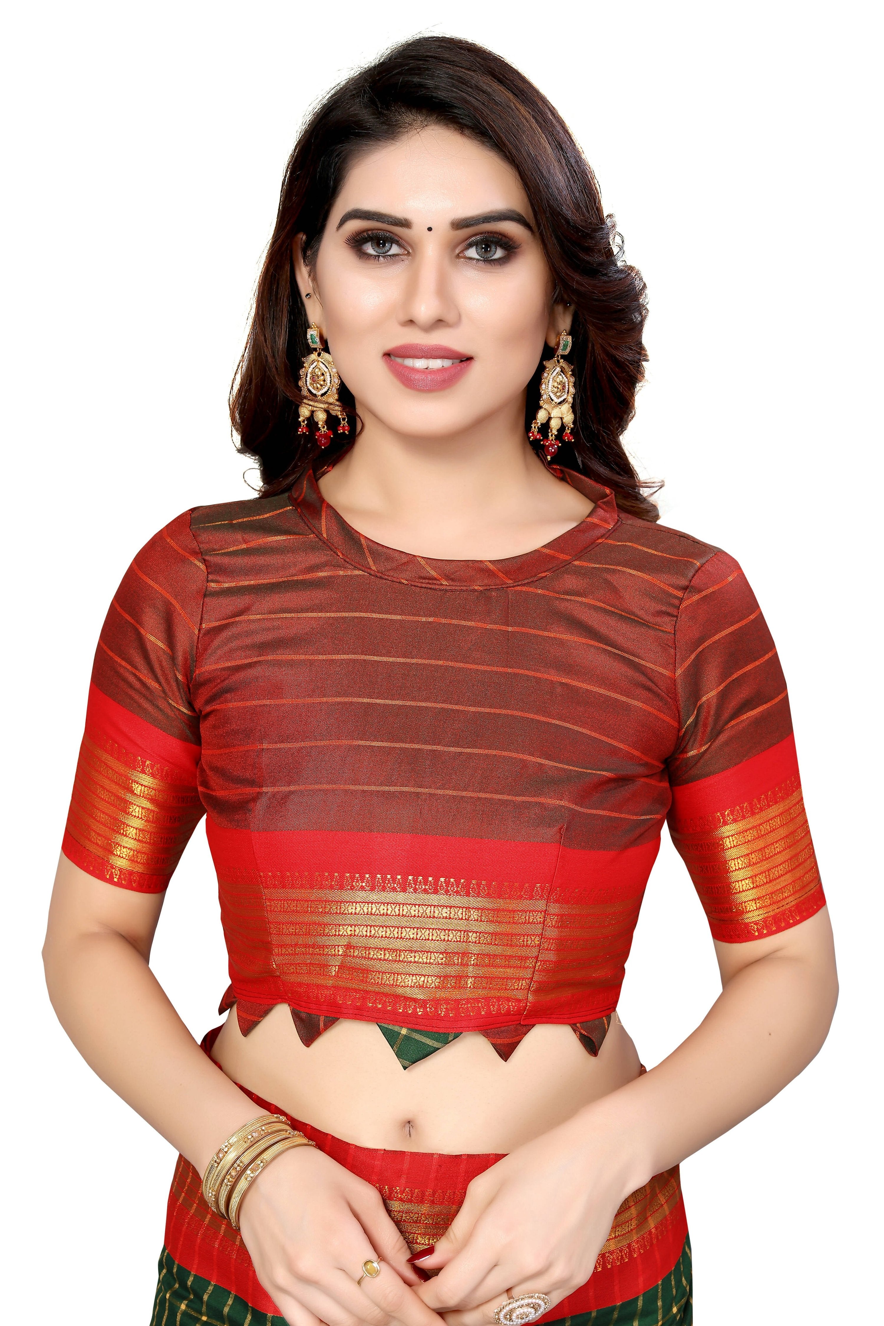 Vamika Weaving Green Cotton Silk Saree - Distacart