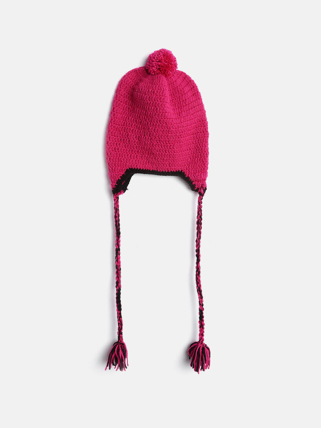 Chutput Kids Woollen Hand Knitted Googly Eye Detail Cap - Magenta - Distacart