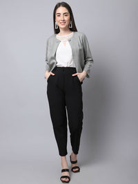 Thumbnail for Even Apparels Grey Polywool Open Front Statement Women's Jacket (BF662) - Distacart