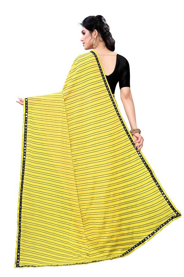 Vamika Yellow Malai Silk Printed Saree (Zigzag Yellow)