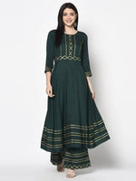 Thumbnail for Aniyah Rayon Bottle Green Color Anarkali Palazzo Set (AN-204K)