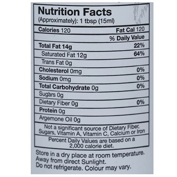 Sri Sri Tattva Organic Virgin Coconut Oil Nutrients