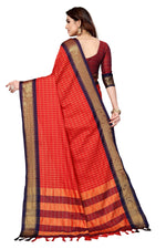 Thumbnail for Vamika Weaving Red Cotton Silk Saree - Distacart