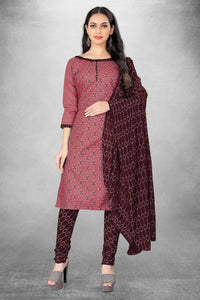 Thumbnail for Pink Cotton Printed Unstitched Dress Material - Amara - Distacart