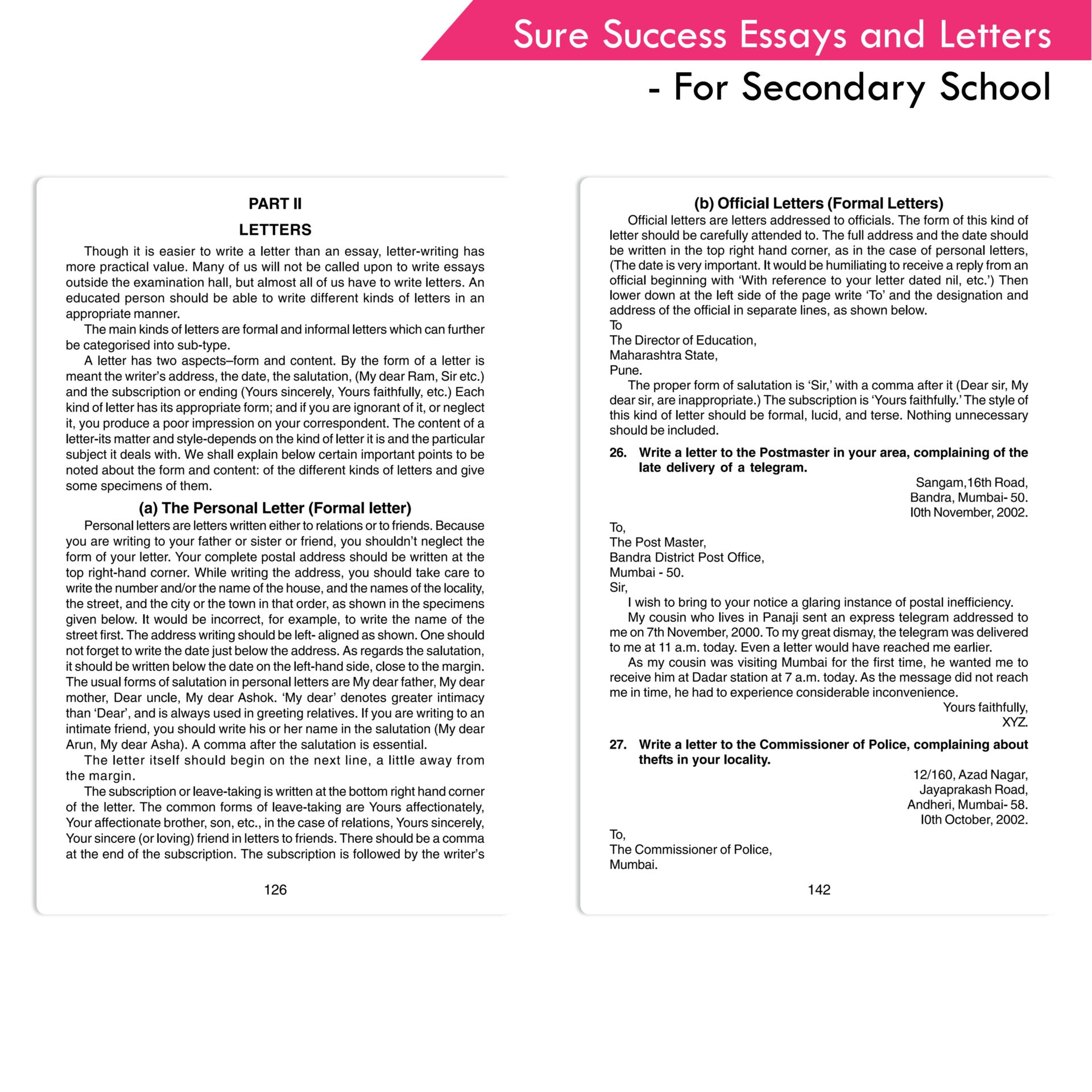 Prof. Bannerji's Sure Success Excellent Essays & Letters for Secondary School | Age 12+ years - Distacart