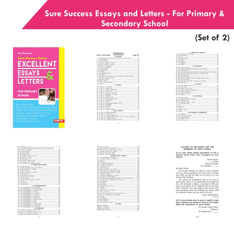 Sure Success Primary & Secondary School Essays and Letters Books Set of 2| Formal & Informal Letters, Descriptive Essays - Distacart