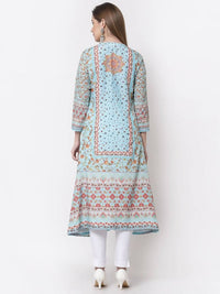 Thumbnail for Myshka Blue Color Pure Cotton Printed Kurta