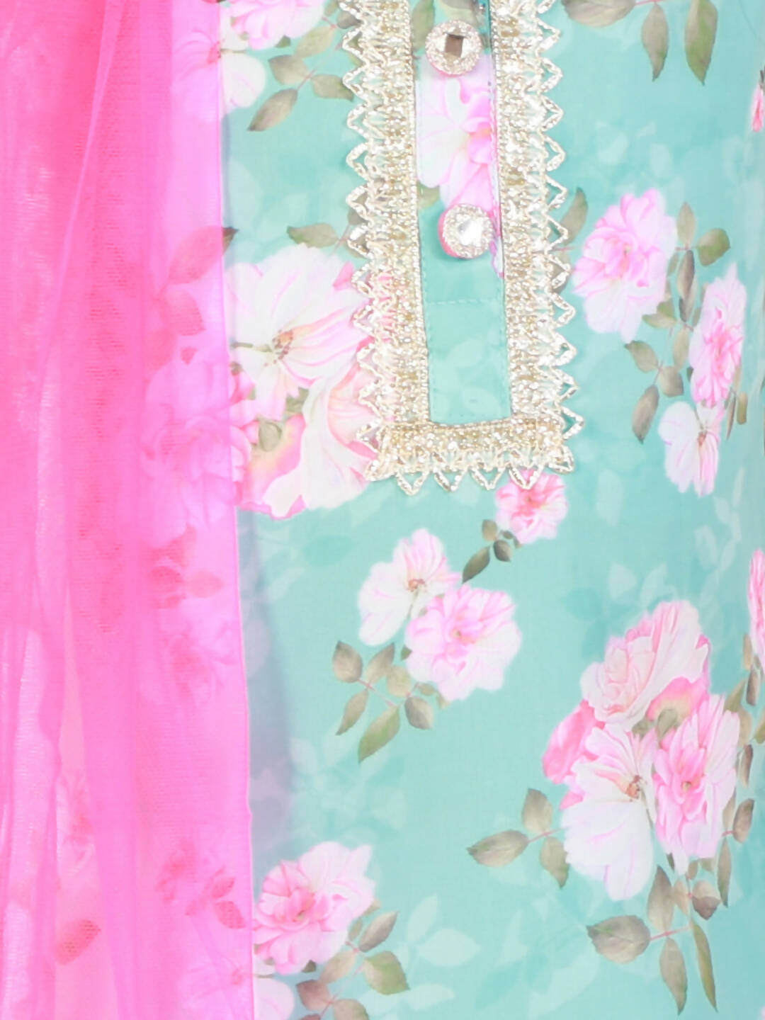 Lil Drama Girls Kurta With Sharara & Dupatta Set - Blue - Distacart