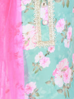 Thumbnail for Lil Drama Girls Kurta With Sharara & Dupatta Set - Blue - Distacart