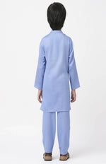 Thumbnail for Lil Drama Bollywood Tadka Blue Kurta Pant Set For Boys - Distacart