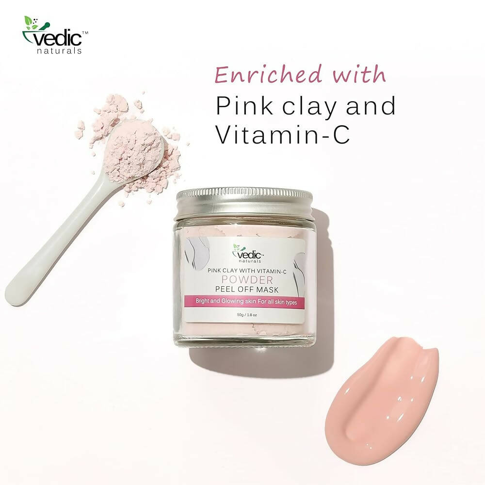 Vedic Naturals Pink Clay With Vitamin-C Powder Peel Off Mask - Distacart