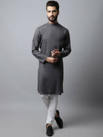Thumbnail for Even Apparels Grey Color Pure Cotton Men's Kurta With Side Placket (SLD1202) - Distacart