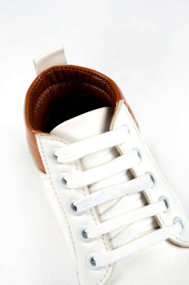 Tiny Bugs For Boys & Girls Mid Top Sneakers - White & Tan - Distacart