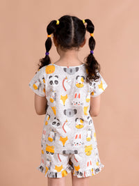 Thumbnail for Girls Grey Yellow Printed Night Suit - Mini Marvels - Distacart