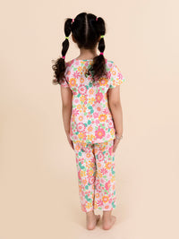 Thumbnail for Girls Pink Printed Pure Cotton Night Suit - Mini Marvels - Distacart