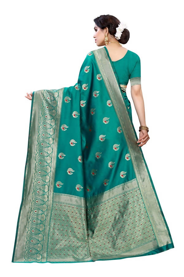 Vamika Banarasi Jacquard Weaving Green Saree (Siri Green)