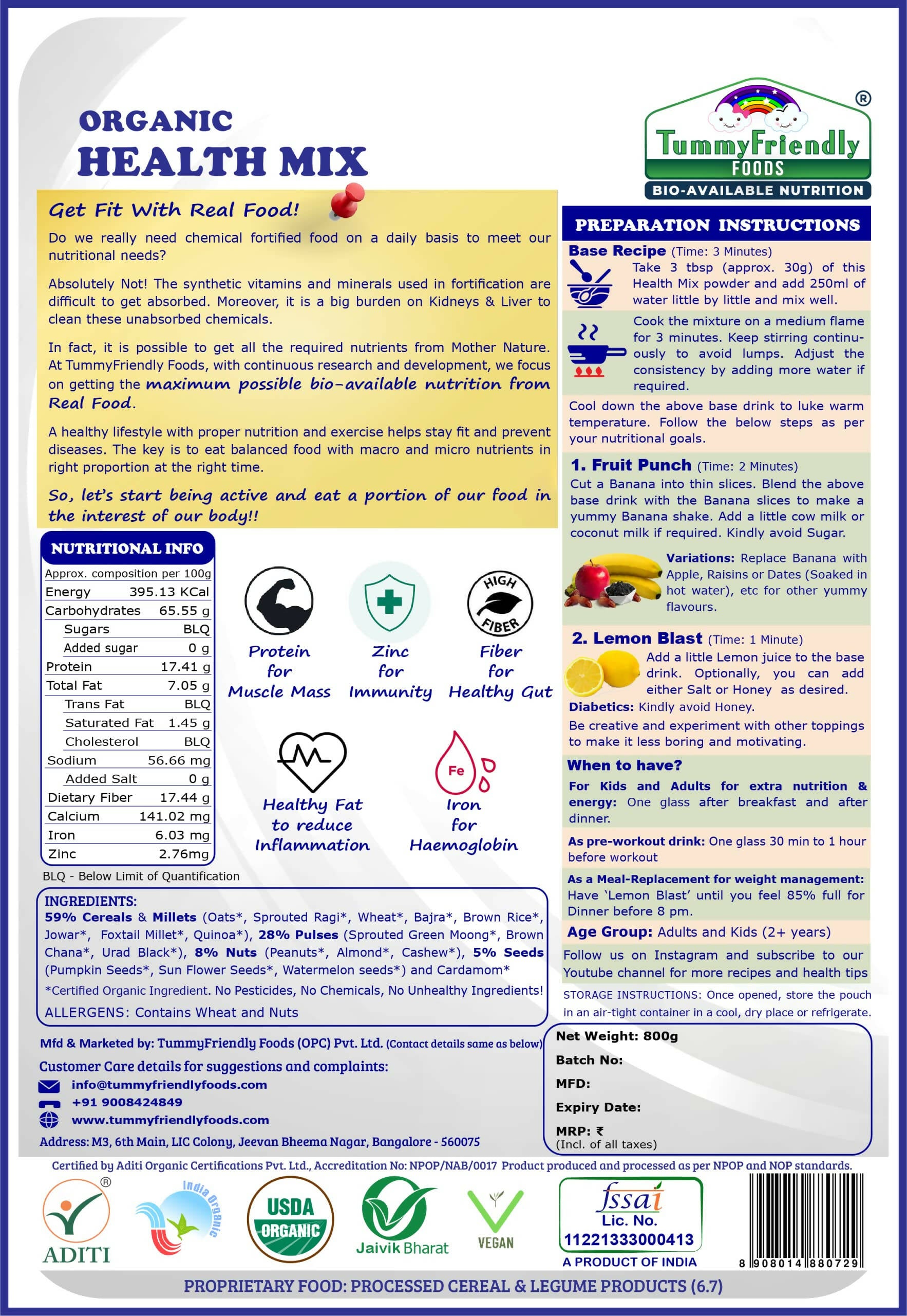 TummyFriendly Foods Organic Health Mix Pack for Kids and Adults No Pesticides, No GMO - Distacart