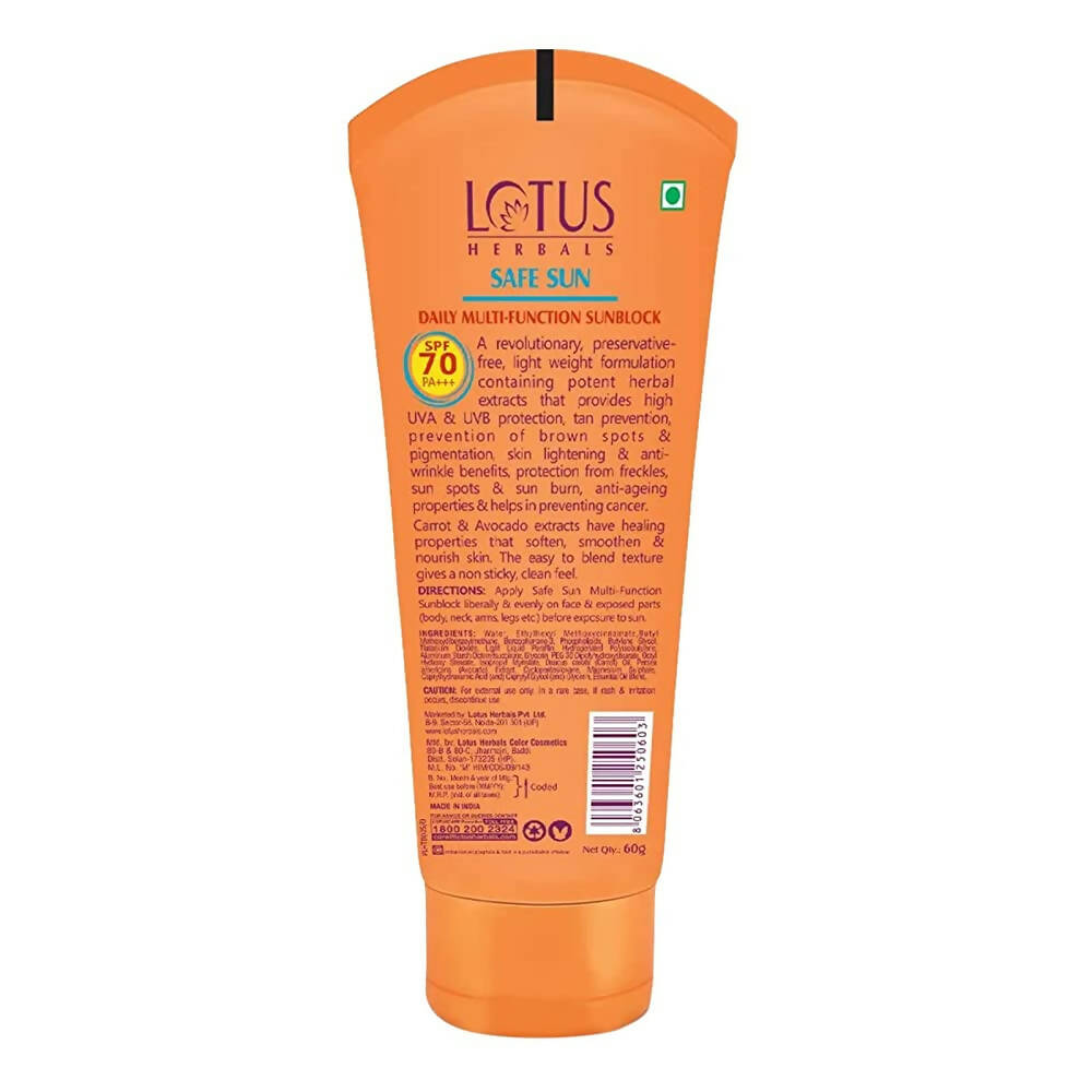 Lotus Herbals Safe Sun Daily Multi-Function Sunblock Sunscreen SPF 70 - Distacart