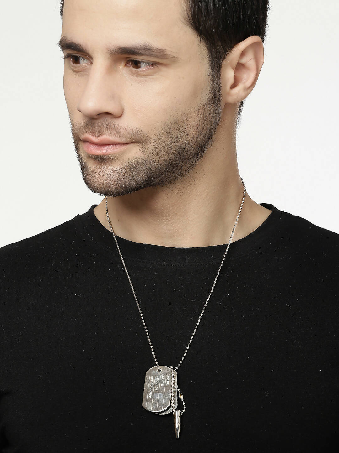 NVR Men Silver Plated Milletry Style Pendent With Chain - Distacart