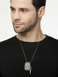Thumbnail for NVR Men Silver Plated Milletry Style Pendent With Chain - Distacart